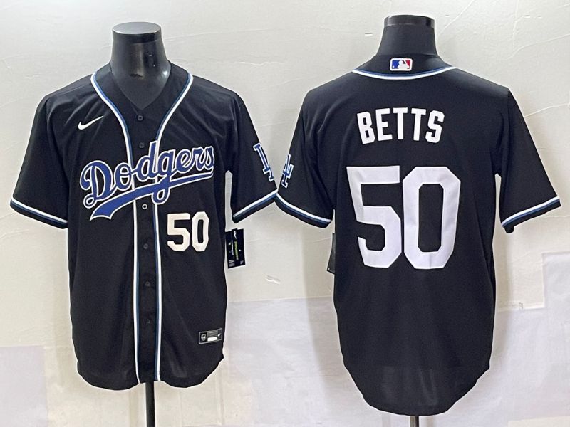 Men 2025 Los Angeles Dodgers #50 Betts Black Three generations Fashion Nike MLB Jersey style 7042